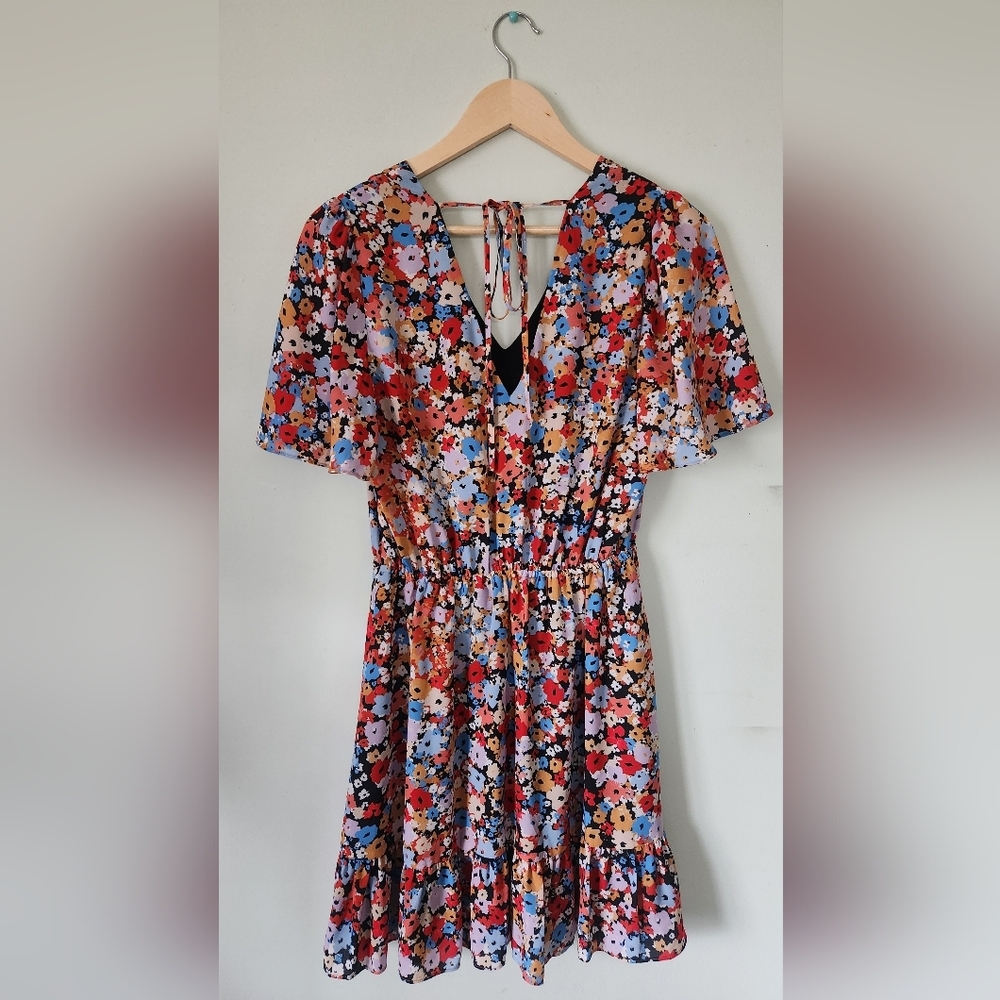 Rebecca Minkoff Floral Red Multicolor Mini Dress Sz S - Picture 6 of 6